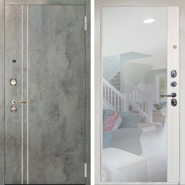 Входная дверь Аргус ЛЮКС 3К Снежно-белый Лофт Темный бетон + Магнум Софт милк