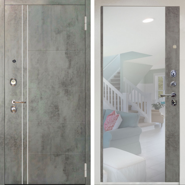 Входная дверь Аргус ЛЮКС 3К Снежно-белый Лофт Темный бетон + Магнум Светлый бетон