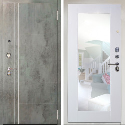 Входная дверь Аргус ЛЮКС 3К Снежно-белый Лофт Темный бетон + Милли Роял вуд белый