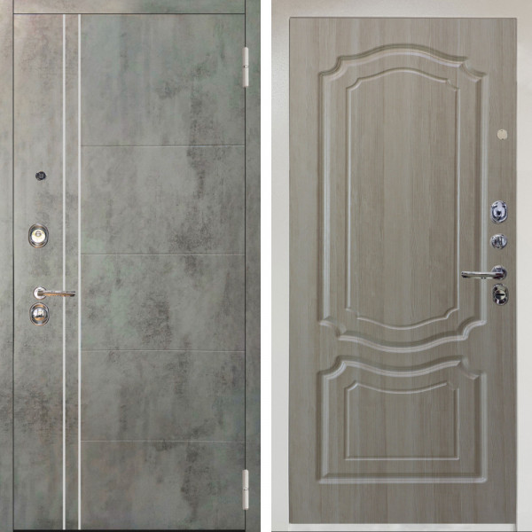 Входная дверь Аргус ЛЮКС 3К Снежно-белый Лофт Темный бетон + Мишель Ларче светлый