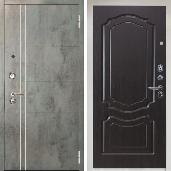 Входная дверь Аргус ЛЮКС 3К Снежно-белый Лофт Темный бетон + Мишель Венге