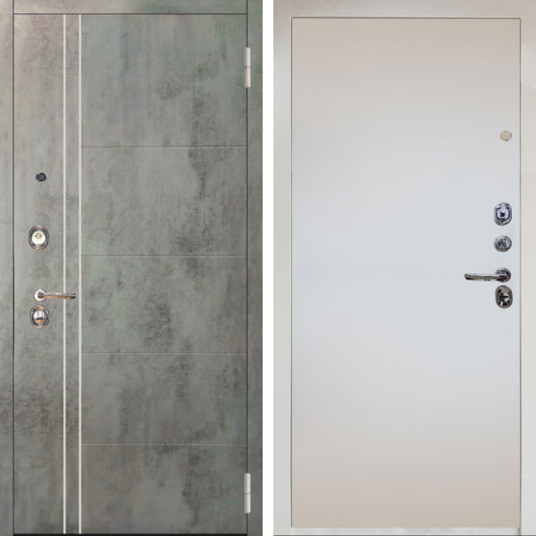 Входная дверь Аргус ЛЮКС 3К Снежно-белый Лофт Темный бетон + Под покраску