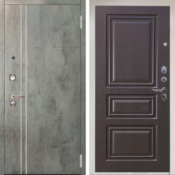 Входная дверь Аргус ЛЮКС 3К Снежно-белый Лофт Темный бетон + Скиф Горький шоколад