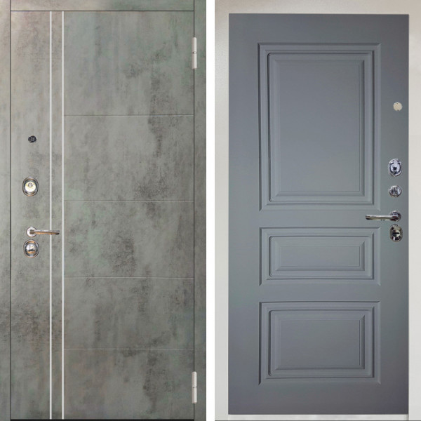 Входная дверь Аргус ЛЮКС 3К Снежно-белый Лофт Темный бетон + Скиф Силк маус