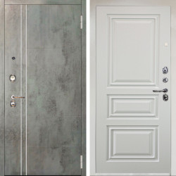 Входная дверь Аргус ЛЮКС 3К Снежно-белый Лофт Темный бетон + Скиф Софт милк