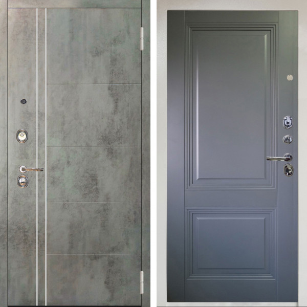 Входная дверь Аргус ЛЮКС 3К Снежно-белый Лофт Темный бетон + Соло Антрацит софт