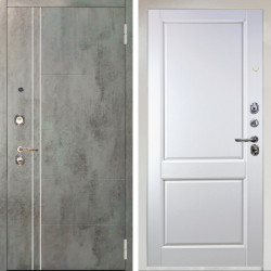 Входная дверь Аргус ЛЮКС 3К Снежно-белый Лофт Темный бетон + Соренто Белая эмаль