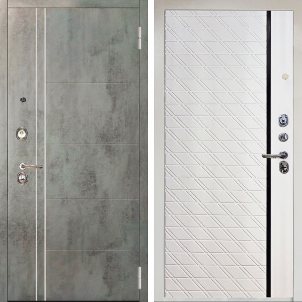 Входная дверь Аргус ЛЮКС 3К Снежно-белый Лофт Темный бетон + Тори Софт милк