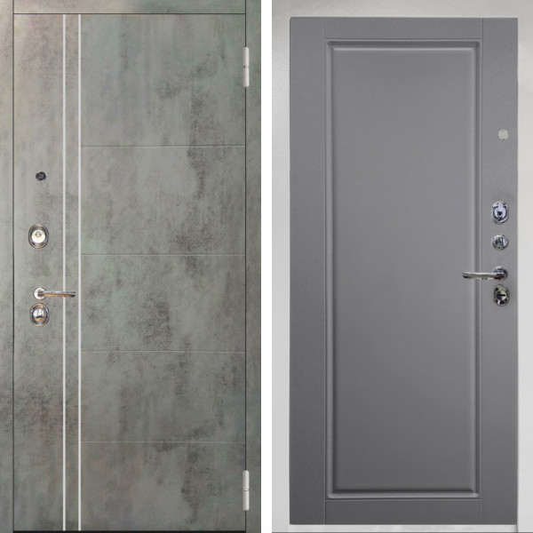 Входная дверь Аргус ЛЮКС 3К Снежно-белый Лофт Темный бетон + Тревор силк маус