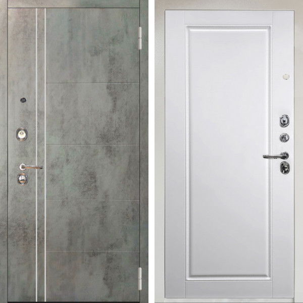 Входная дверь Аргус ЛЮКС 3К Снежно-белый Лофт Темный бетон + Тревор Софт милк