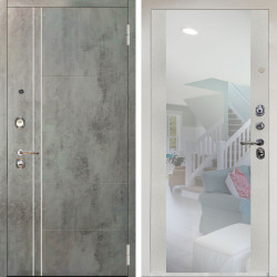 Входная дверь Аргус ЛЮКС 3К Снежно-белый Лофт Темный бетон + Вояж Белое дерево