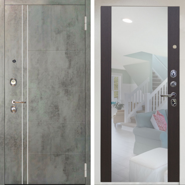 Входная дверь Аргус ЛЮКС 3К Снежно-белый Лофт Темный бетон + Вояж Венге