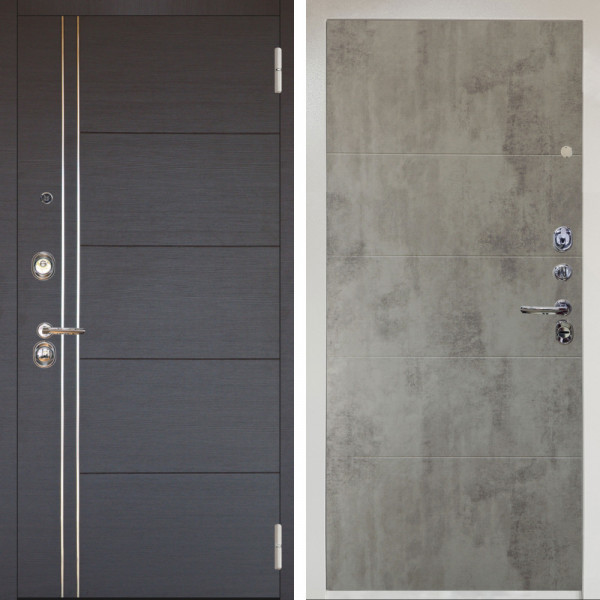 Входная дверь Аргус ЛЮКС 3К Снежно-белый Лофт Венге горизонт + Агат Светлый бетон