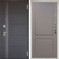 Входная дверь Аргус ЛЮКС 3К Снежно-белый Лофт Венге горизонт + Ариана Серая эмаль