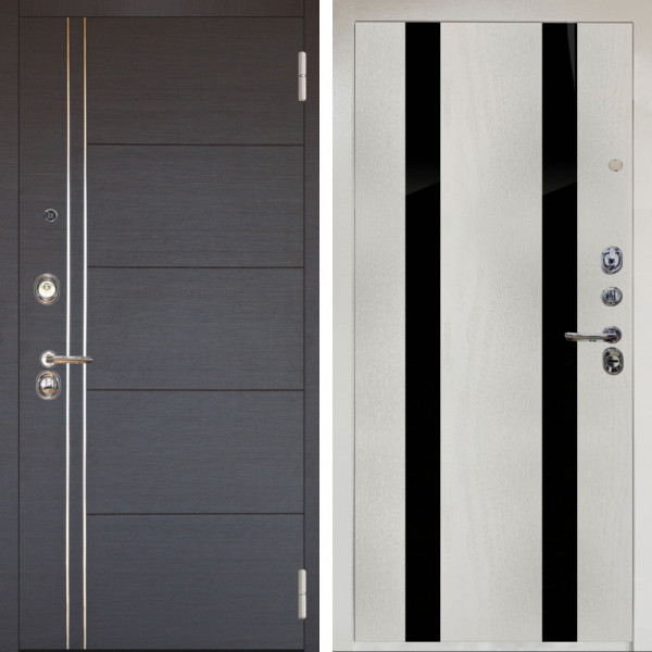 Входная дверь Аргус ЛЮКС 3К Снежно-белый Лофт Венге горизонт + Дуэт Белое дерево вставки кензо