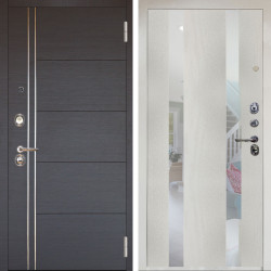 Входная дверь Аргус ЛЮКС 3К Снежно-белый Лофт Венге горизонт + Дуэт Белое дерево вставки Николь