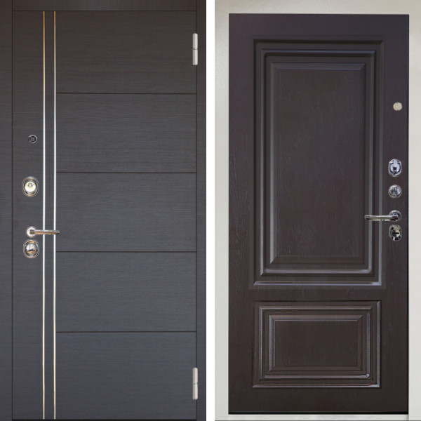 Входная дверь Аргус ЛЮКС 3К Снежно-белый Лофт Венге горизонт + Элион Горький шоколад