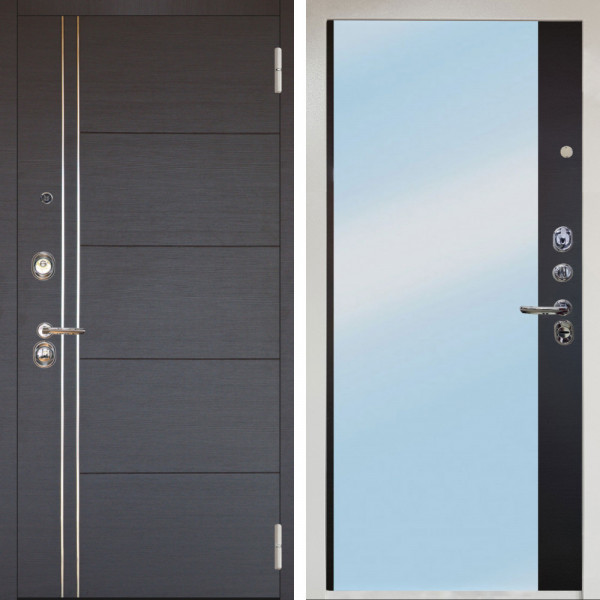 Входная дверь Аргус ЛЮКС 3К Снежно-белый Лофт Венге горизонт + Магнум Черный софт