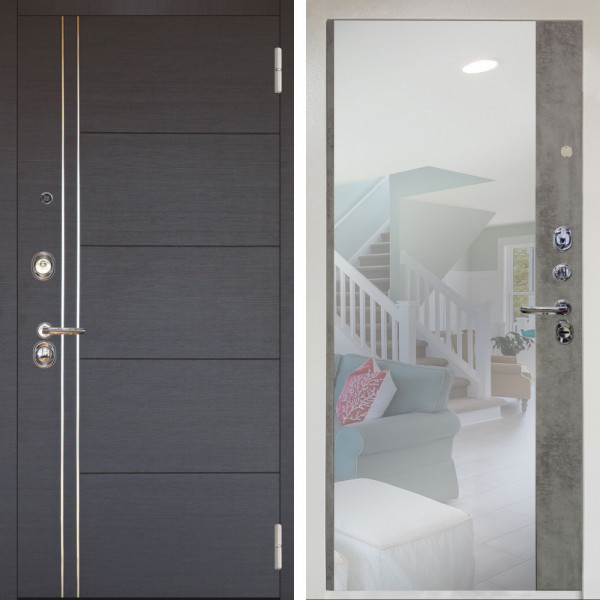 Входная дверь Аргус ЛЮКС 3К Снежно-белый Лофт Венге горизонт + Магнум Светлый бетон