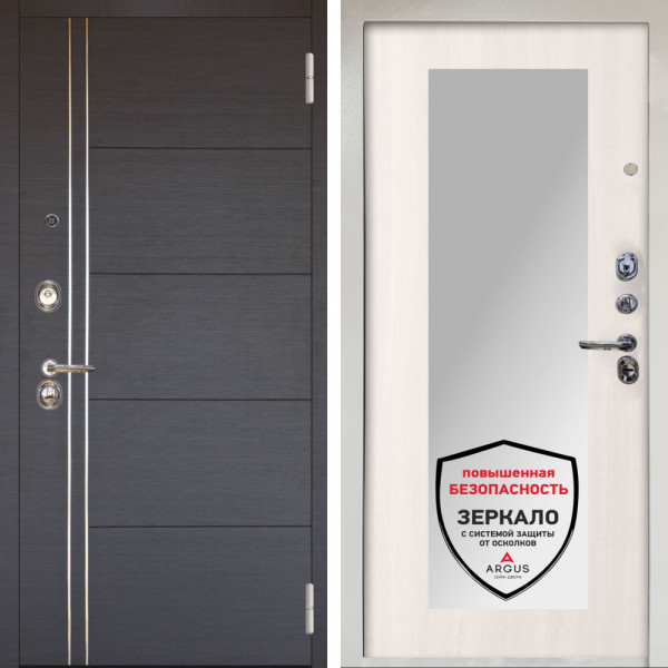 Входная дверь Аргус ЛЮКС 3К Снежно-белый Лофт Венге горизонт + Милли Ларче светлый
