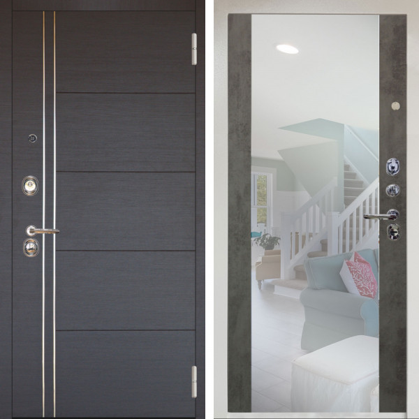 Входная дверь Аргус ЛЮКС 3К Снежно-белый Лофт Венге горизонт + Вояж Светлый бетон