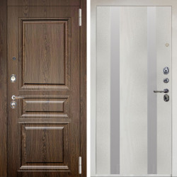 Входная дверь Аргус ЛЮКС 3К Снежно-белый магистр дуб кантри + Дуэт Белое дерево вставки Изабель