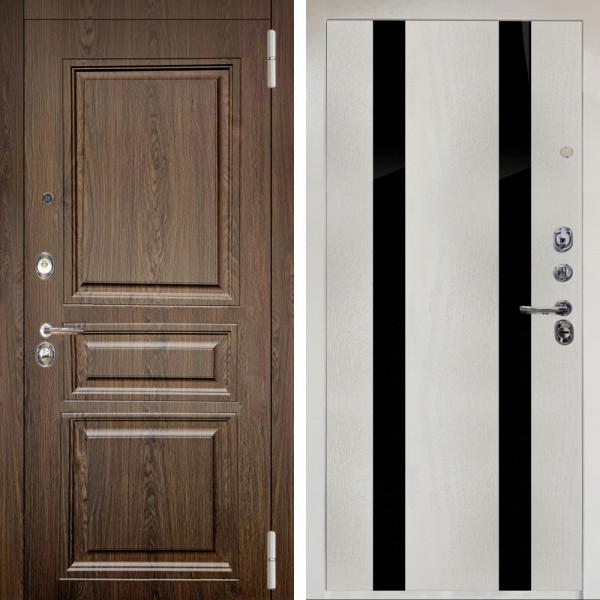 Входная дверь Аргус ЛЮКС 3К Снежно-белый магистр дуб кантри + Дуэт Белое дерево вставки кензо