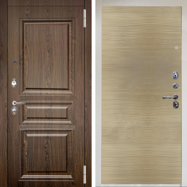 Входная дверь Аргус ЛЮКС 3К Снежно-белый магистр дуб кантри + Элегант Дорс светлый горизонт