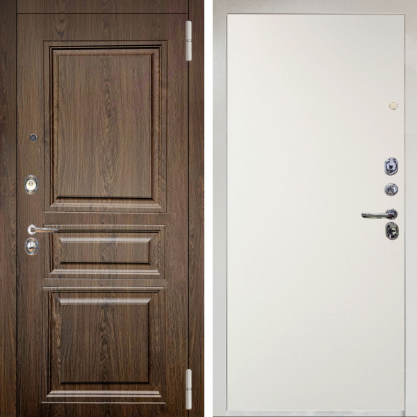 Входная дверь Аргус ЛЮКС 3К Снежно-белый магистр дуб кантри + Элегант Софт милк