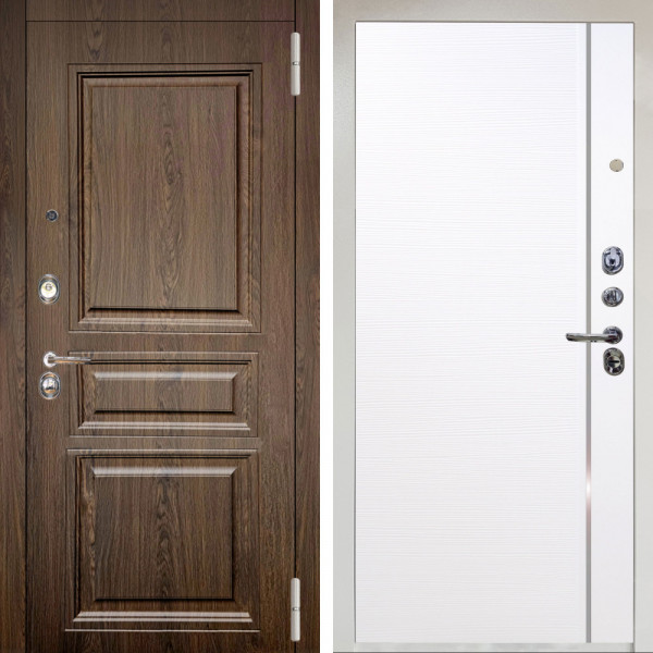 Входная дверь Аргус ЛЮКС 3К Снежно-белый магистр дуб кантри + Гауда Роял Вуд Белый