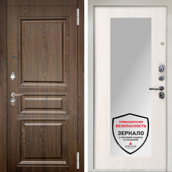 Входная дверь Аргус ЛЮКС 3К Снежно-белый магистр дуб кантри + Милли Ларче светлый