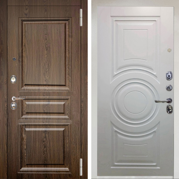 Входная дверь Аргус ЛЮКС 3К Снежно-белый магистр дуб кантри + Могадиш Софт милк