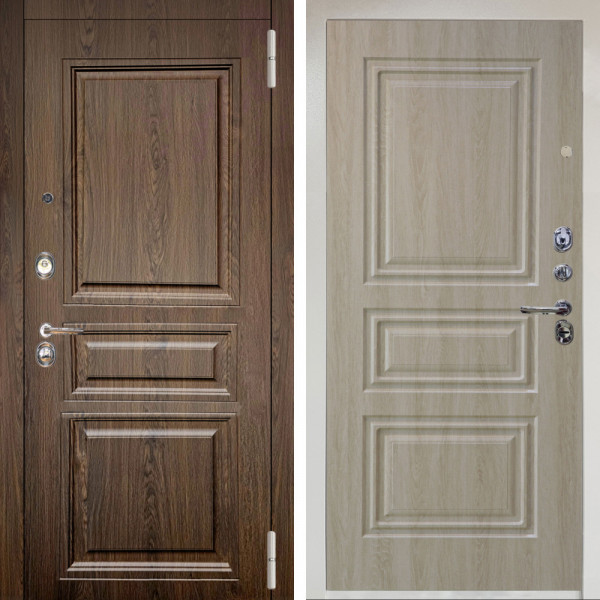 Входная дверь Аргус ЛЮКС 3К Снежно-белый магистр дуб кантри + Скиф Дуб филадельфия крем