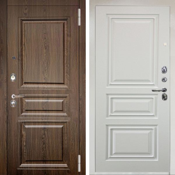 Входная дверь Аргус ЛЮКС 3К Снежно-белый магистр дуб кантри + Скиф Софт милк