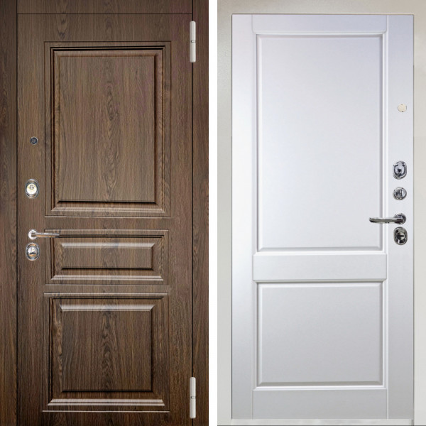 Входная дверь Аргус ЛЮКС 3К Снежно-белый магистр дуб кантри + Соренто Белая эмаль