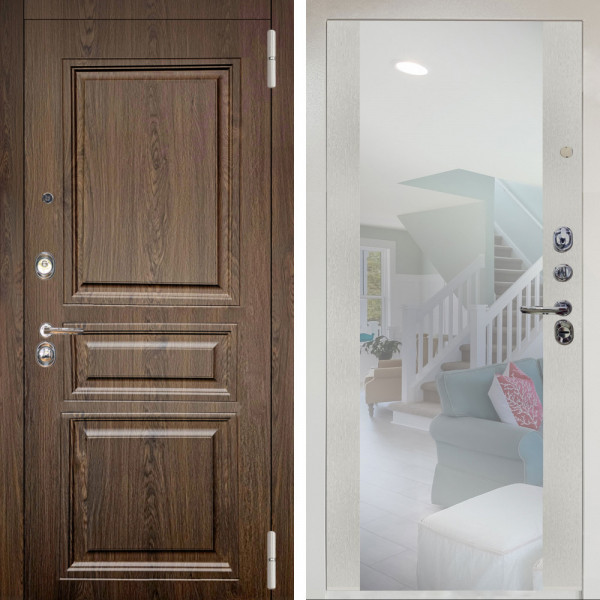 Входная дверь Аргус ЛЮКС 3К Снежно-белый магистр дуб кантри + Вояж Белое дерево