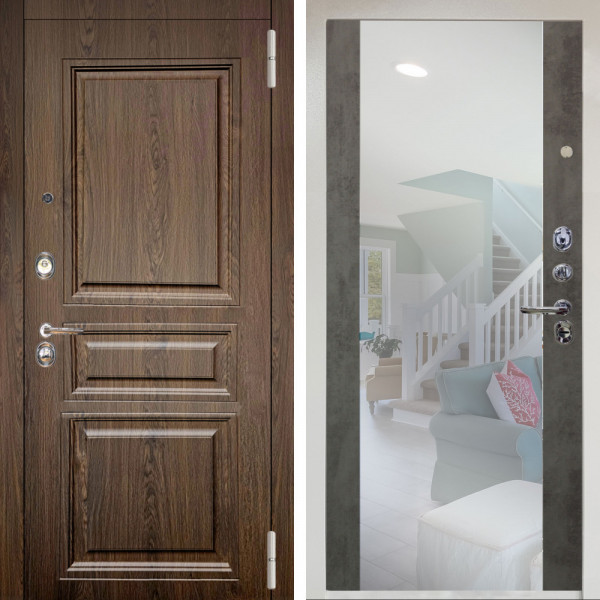 Входная дверь Аргус ЛЮКС 3К Снежно-белый магистр дуб кантри + Вояж Светлый бетон