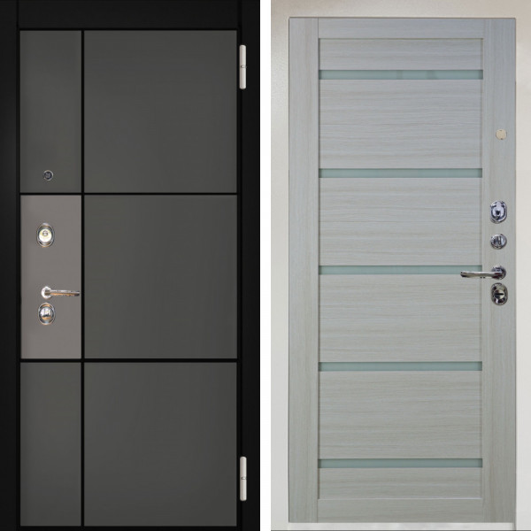 Входная дверь Аргус ЛЮКС 3К Снежно-белый мичиган силк титан силк муссон + Александра Белая лиственница