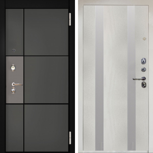 Входная дверь Аргус ЛЮКС 3К Снежно-белый мичиган силк титан силк муссон + Дуэт Белое дерево вставки Изабель