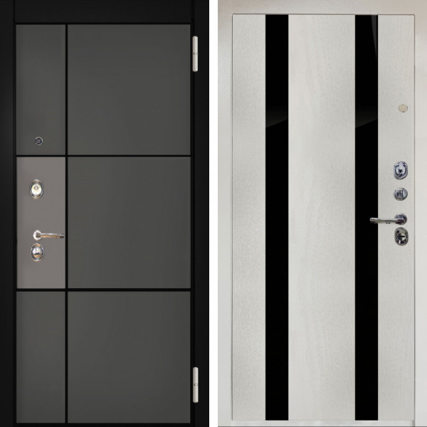 Входная дверь Аргус ЛЮКС 3К Снежно-белый мичиган силк титан силк муссон + Дуэт Белое дерево вставки кензо