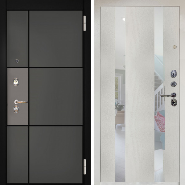 Входная дверь Аргус ЛЮКС 3К Снежно-белый мичиган силк титан силк муссон + Дуэт Белое дерево вставки Николь