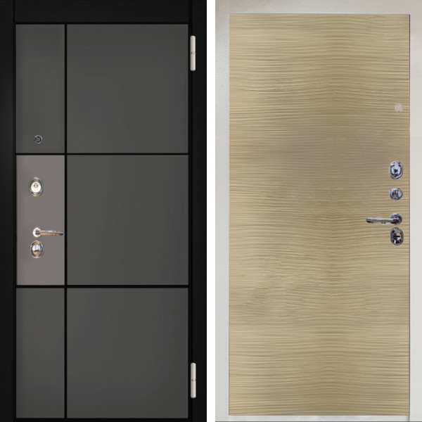 Входная дверь Аргус ЛЮКС 3К Снежно-белый мичиган силк титан силк муссон + Элегант Дорс светлый горизонт