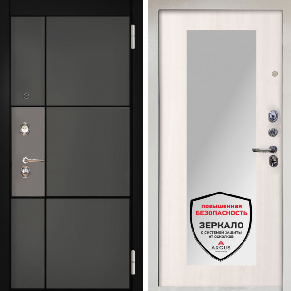 Входная дверь Аргус ЛЮКС 3К Снежно-белый мичиган силк титан силк муссон + Милли Ларче светлый