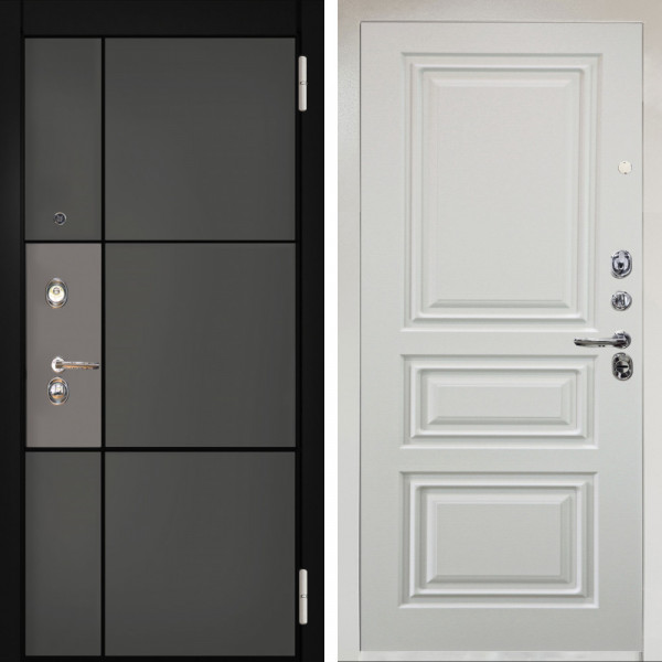 Входная дверь Аргус ЛЮКС 3К Снежно-белый мичиган силк титан силк муссон + Скиф Софт милк