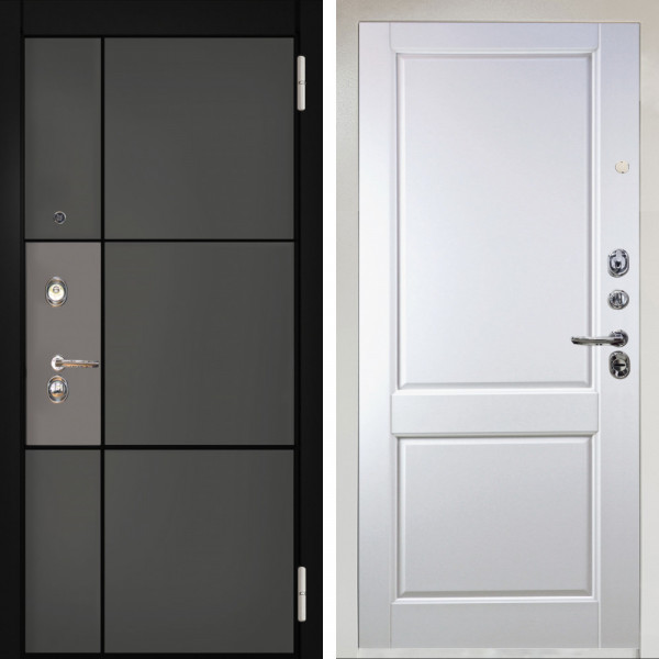 Входная дверь Аргус ЛЮКС 3К Снежно-белый мичиган силк титан силк муссон + Соренто Белая эмаль