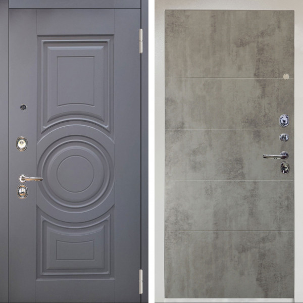 Входная дверь Аргус ЛЮКС 3К Снежно-белый Могадиш Силк флай + Агат Светлый бетон