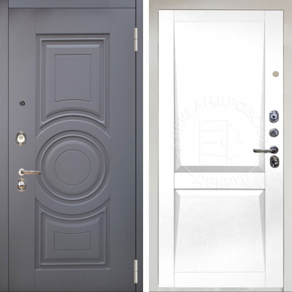 Входная дверь Аргус ЛЮКС 3К Снежно-белый Могадиш Силк флай + Ариана Белая эмаль