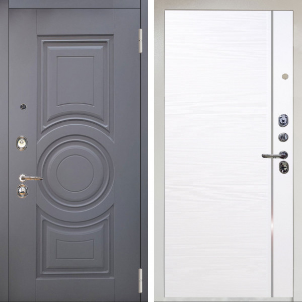 Входная дверь Аргус ЛЮКС 3К Снежно-белый Могадиш Силк флай + Гауда Роял Вуд Белый