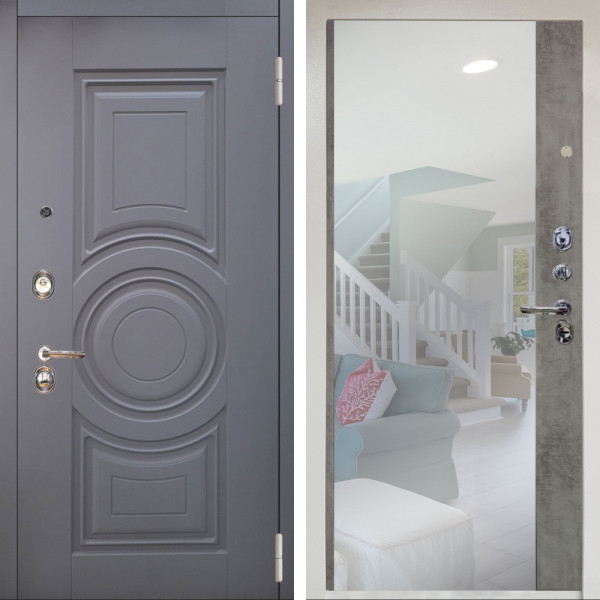 Входная дверь Аргус ЛЮКС 3К Снежно-белый Могадиш Силк флай + Магнум Светлый бетон