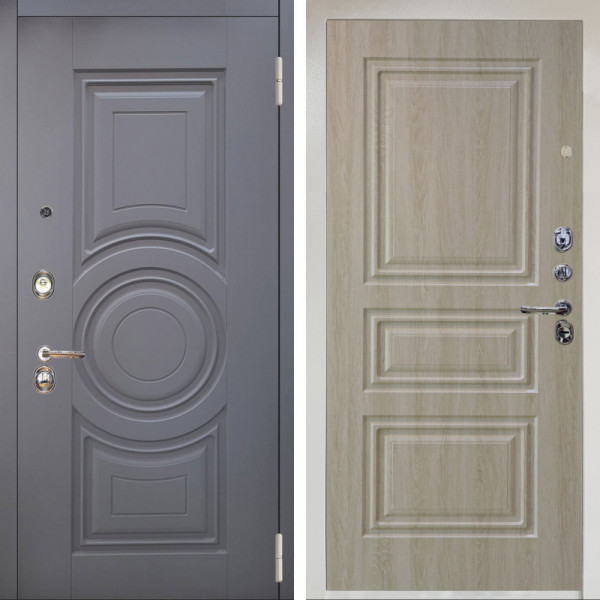 Входная дверь Аргус ЛЮКС 3К Снежно-белый Могадиш Силк флай + Скиф Дуб филадельфия крем